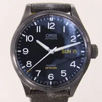 Herrur Oris GMT Propilot Automatic, PVD-pläterat stål, automatisk, ref-nr: 01 752 7698 4284, serie-nr: 769860110, numrerad: 0110/1000, Ø45mm, dag, datum, canvasband, safirglas, mindre slitage på canvasband, boett med mindre stötmärke, certifikat från Fredmans Ur år 2016, manual, box, ytterkartong