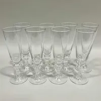 Champagneglas Reijmyre, Antik, åtta stycken, höjd ca 19cm, mindre fläckar, bruksslitage Skickas med postpaket.