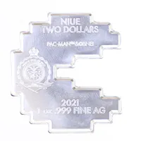 Silvermynt 2 Dollar Niue, Pac-Man 2021, 38x35mm, silver 999/1000 Vikt: 31 g