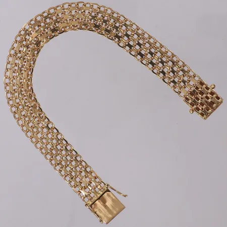 Armband X-länk, längd 18,5cm, bredd 11,9mm, Brofod Aktiebolaget, år 1964, 18K  Vikt: 22,3 g