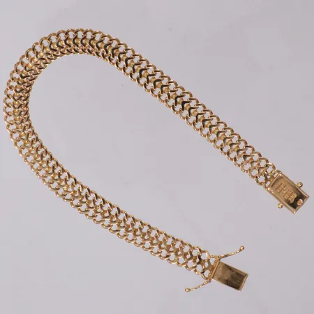 Armband Fiskben, längd 19,5cm, bredd 7,7mm, Hedens Guldsmeds Ab, år 1968, 18K  Vikt: 14 g