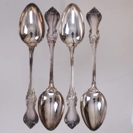 4 skedar, längd 18cm, modell Olga, CGH,1950-tal, 830/1000 silver Vikt: 203 g