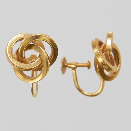 Ett par örhängen knutar, ca14x17mm, skruvclips, 18K Vikt: 2,9 g