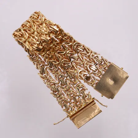 Armband treradig kejsarlänk, ca 22,5cm, bredd 29mm. 18K  Vikt: 217,3 g