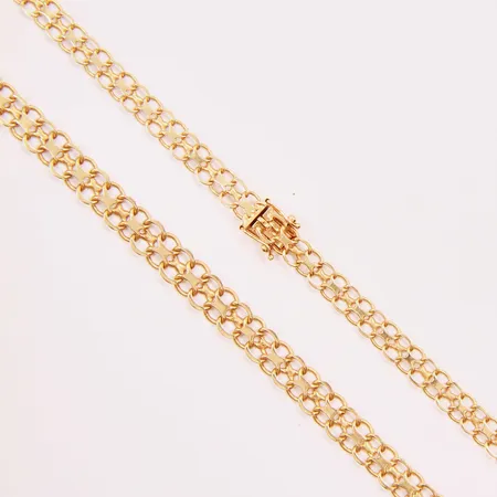 Collier, doserad x-länk, 44cm, bredd:5-7mm, 18K 19,5g.