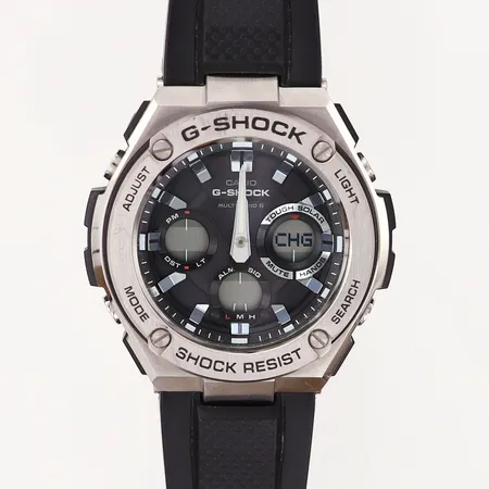 Herrur Casio G-shock, Ø52mm, refnr: GST-W110, serienr: 002A314G, gummilänk, mindre repor på bezel, behov av batteribyte, inga övriga tillbehör