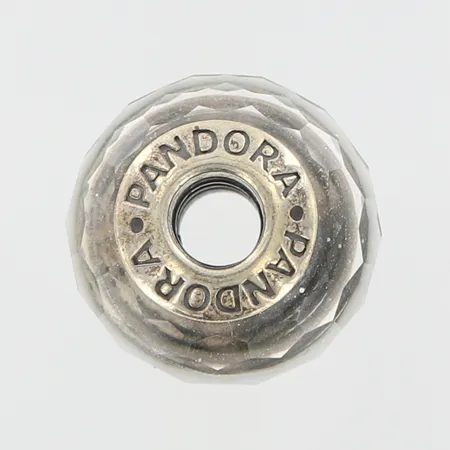 Berlock Pandora, delvis i glas, Ø 15mm, bredd: ca 9,5mm, silver 925/1000 Vikt: 3,8 g