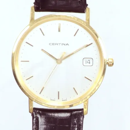 Herrur Certina 18k, gravyr, behov av batteribyte, skinnband, brutto Vikt: 29,7 g