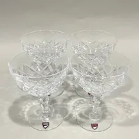 Kristallglas, Orrefors, Gunnar Cyren, 4 champagneglas, höjd ca 12,5cm, etikettmärkta. 