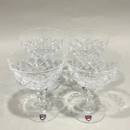 Kristallglas, Orrefors, Gunnar Cyren, 4 champagneglas, höjd ca 12,5cm, etikettmärkta. 