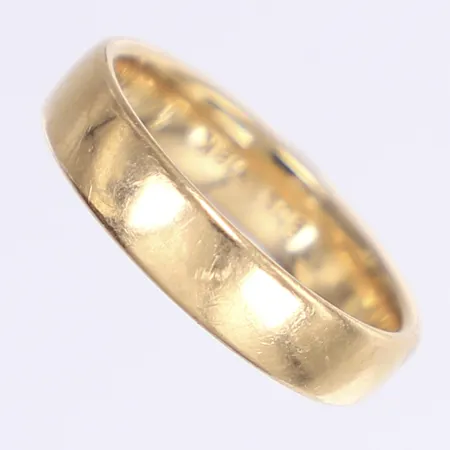 Ring, slät, stl 19, bredd 5mm, gravyr, 18K Vikt: 6,5 g