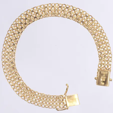 Armband, x-länk, 19cm, bredd 9mm, 18K Vikt: 12,4 g