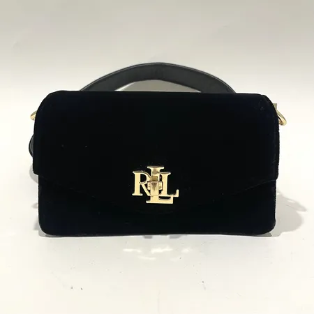 Handväska Lauren Ralph Lauren, Velvet Taylor 19 CXB Small, sammet, längd 19cm, höjd 11cm, djup 6,5cm, avtagbar axelrem, gulmetall, inga övriga tillbehör