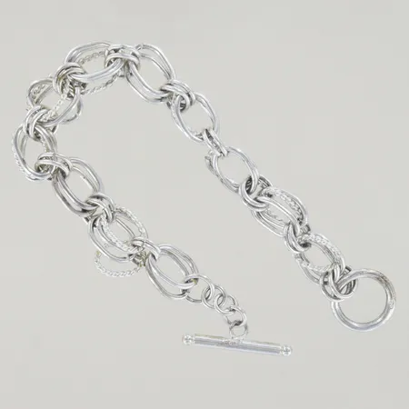 Armband, längd justerbar 20 cm, bredd 9 mm, öppna länkar, silver 925/1000 Vikt: 21,3 g