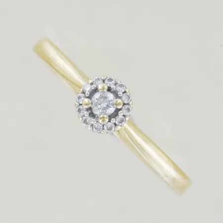 Ring med diamanter 0,17ct, Ø 16 mm, graverad, 18K  Vikt: 2,8 g