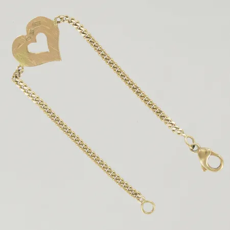 Armband med hjärta pansar, längd 13,5 cm, bredd 2,2-13 mm, repor på baksidan, 18K  Vikt: 4,4 g