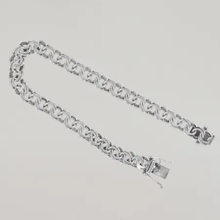 Armband bismark, längd 19 cm, bredd 6,6 mm, lös lås, lås 8 sönder, silver 925/1000 Vikt: 9,8 g