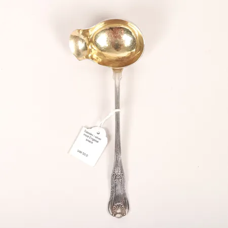 Såsslev, modell Engelsk Snäck, längd 18,7cm, bruksslitage, förgylld,silver, vikt 50,3g 