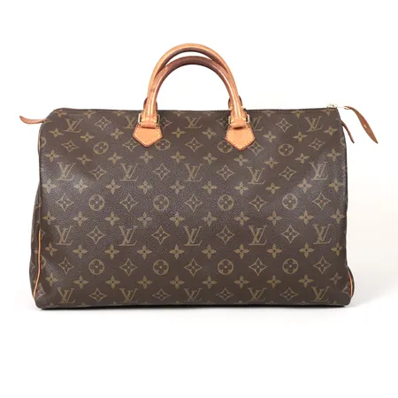 Väska Louis Vuitton, Speedy 40, datumkod Paris, 1995, monogramcanvas, ljusbruna skinndetaljer, ett fack invändigt, 40x19x24, bruksslitage, mindre mässfärgning.  Vikt: 0 g