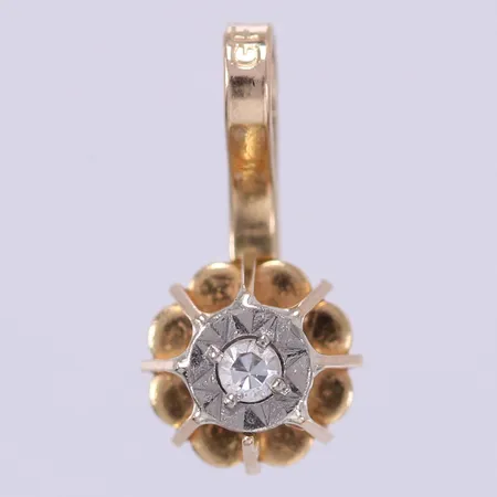 Hänge vitguld/gult guld med diamant ca 1x0,02ct, 8/8-slipning, längd: ca 1cm, bredd: ca 5mm, GFAB, 18K Vikt: 0,4 g