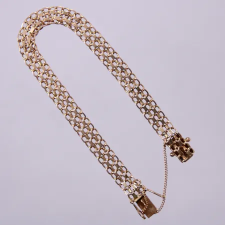 Armband X-länk, längd: ca 19cm, bredd: ca 7mm, med säkerhetskedja, 18K  Vikt: 9,6 g