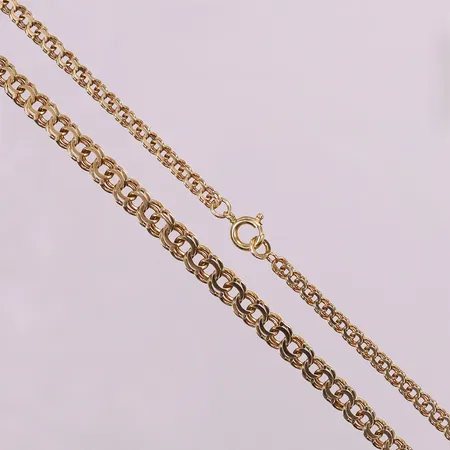 Collier doserad Bismarck, ca 44,5cm, bredd 3-5,5mm, med springring. 18K Vikt: 14,7 g