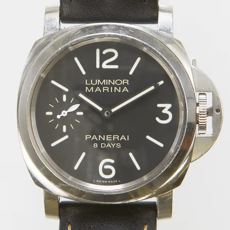 Herrur Officine Panerai Luminor, stål, 44mm, ref: PAM00510, snr: OP6937BB1791620, Cal. P.5000, verknr: 043959, manuell,  läderband, bygelspänne, servicebehov , skadat gummiband, certifikat 2018, servicekvitto, box.