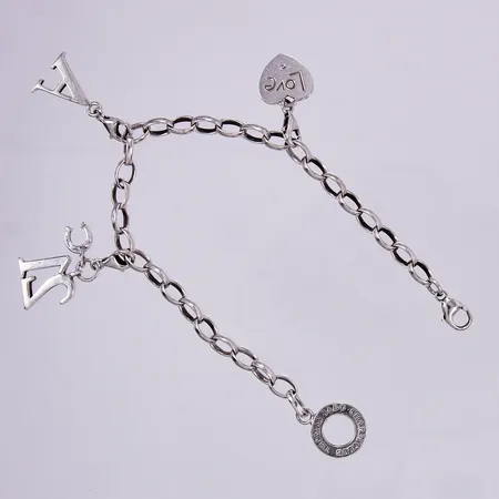 Armband med tre berlocker, Thomas Sabo, längd: ca 20cm, justerbart, bredd: ca 4-30mm, 925/1000, silver Vikt: 13,9 g