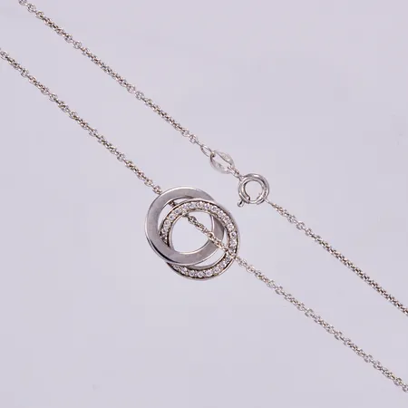 Collier med vita stenar, längd: ca 45cm, bredd: ca 1-15mm, 925/1000, silver Vikt: 6,1 g