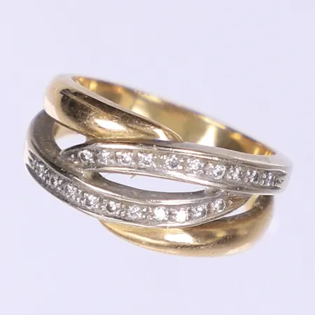 Ring med diamanter totalt ca 0,10ctv, 16¾, bredd 4-10mm, 18K, 18K Vikt: 5,8 g