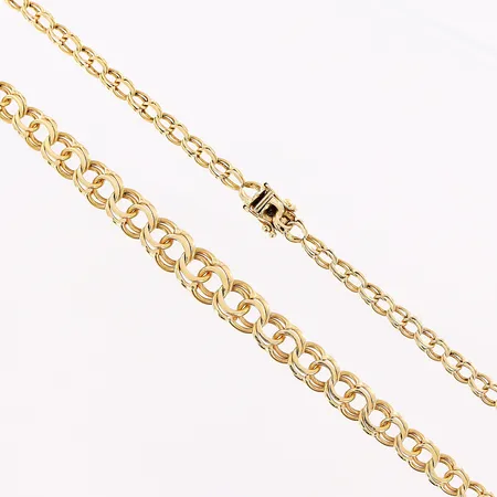 Collier, doserad Bismarck, 49,5 cm, bredd 4-8mm, slitage, skevheter, 18K.  Vikt: 18,5 g