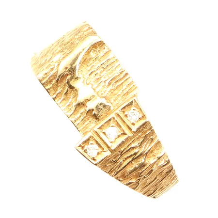 Klackring, diamanter 3xca0,01ct, stl 18½, bredd 2,4-8,3mm, 18K Vikt: 5,5 g