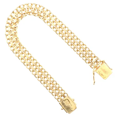 Armband X-länk, längd 18,5cm, bredd ca 10mm, 18K Vikt: 18,6 g