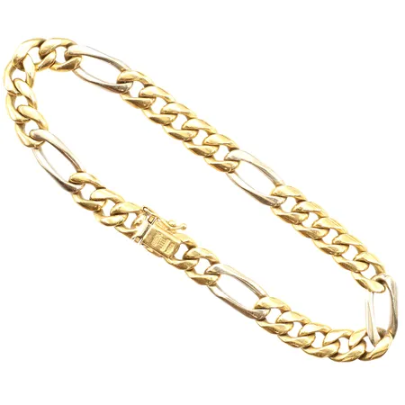 Armband Figaro, längd 21,5cm, bredd 7,6mm, tvåfärgat, 18K Vikt: 36,1 g