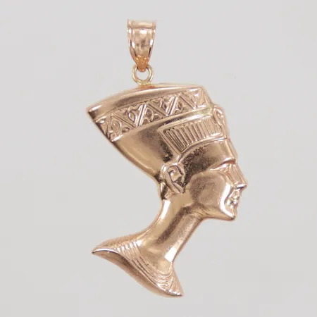 Hänge, Nefertiti, längd inklusive ögla 32mm, bredd ca 20mm, 14K Vikt: 2,2 g