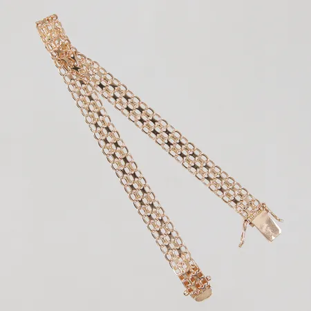 Armband, X-länk, 20cm, bredd 7,4mm, lagad länkdel, 18K,  Vikt: 11,1 g