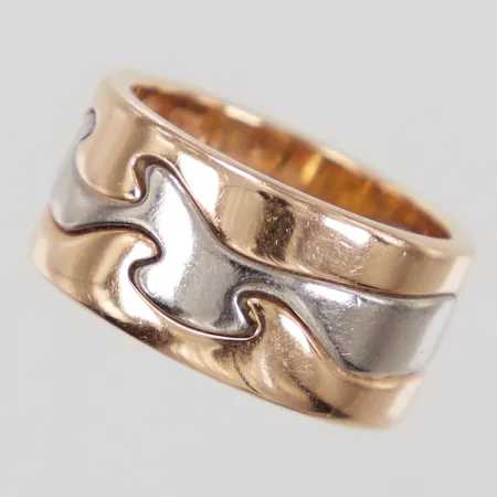 Ring stl 17¾, bredd 10,5mm, Georg Jensen, Fusion, rg,vg,gg, ihoplödda ringar. 18K Vikt: 15,2 g