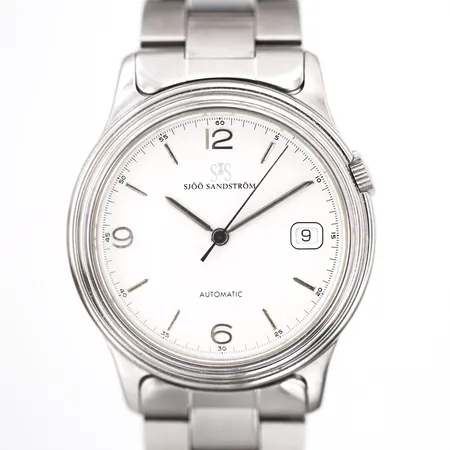 Herrur Sjöö Sandström Royal Steel, automat, stål, numrerad 119/1000, serie-nr:93012824-2, Ø36mm, ca 19cm armband, med etui. Vikt: 0 g