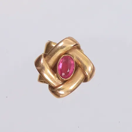 Hänge med rosa sten, något defekt, 11x11mm, ostämplat håller 8K Vikt: 1,5 g