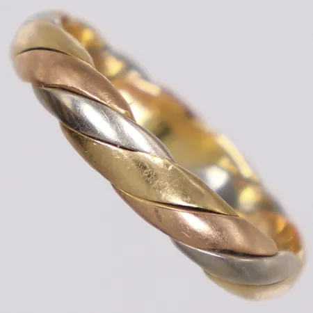 Ring, stl 17¼, bredd 3,7mm, trefärgad, 18K Vikt: 3,1 g