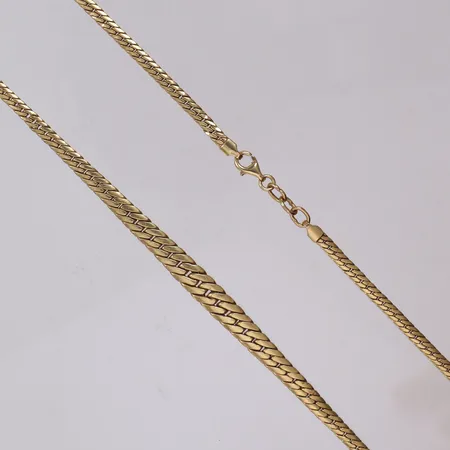 Collier, manglad Pansar, doserad, bredd 3,4-6,5mm, ihålig, bucklor, KFS, 18K Vikt: 9,4 g