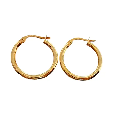 Örhängen Creoler, 18K guld, UnoAerre, diameter 19 mm, tjocklek 2 mm, fint skick Vikt: 1 g