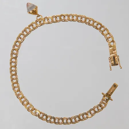 Armband, Bismarck, längd: 19,5cm, bredd: 4,8mm, integrerad berlock med vit sten, 18K Vikt: 8 g