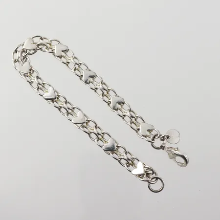 Armband med hjärtdekor, längd 20 cm, bredd 7mm, silver 925/1000 Vikt: 11 g