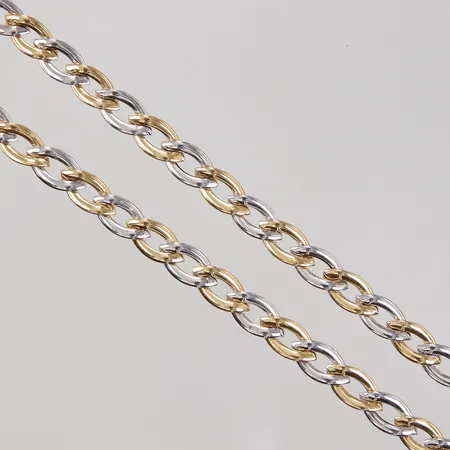 Collier 45cm, bredd 7,3mm, ihålig, vitguld/gulguld, GHA, 18K  Vikt: 14,3 g