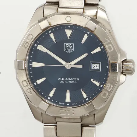 Armbandsur Tag Heuer Aquaracer, Ø41mm, stål, quartz, datum, ref:WAY1112, snr:WPW5536, garantikort från 2019-03-01, länk längd 19cm, extra länkbitar, manual, box, ytterbox