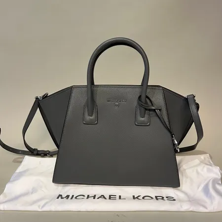 Väska Michael Kors Avril Lg Tz Satchel, ca 43x23x15cm, Heather Grey läder, fint skick, dustbag.