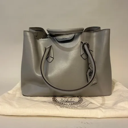 Väska Ralph Lauren City Tote, ca 27x35cm, dove grey/cocoa, dustbag.