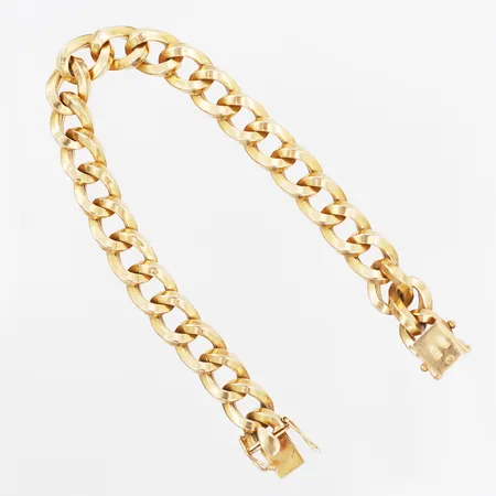 Armband, ihålig Pansarlänk, längd 21cm, bredd 10mm, svenska importstämplar,  18K guld Vikt: 27,9 g