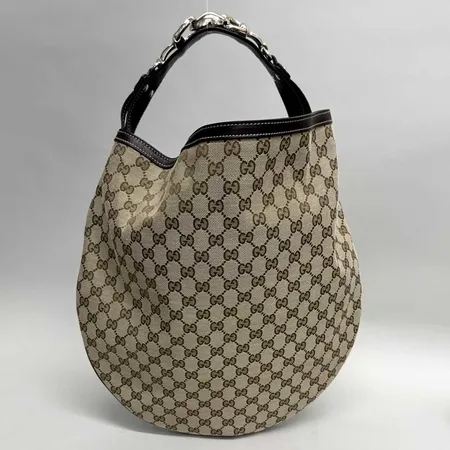 Väska, Gucci, GG Horsebit Catena Shoulder Bag, GG canvas och mörkbrunt läder, mått ca 43x39cm, modellnr 170014 3444, mycket gott skick, dustbag, inga övriga tillbehör 